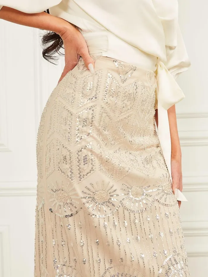 Marciano Skirts Women Crystals Embroidered Skirt Neutral Marciano Skirts Women Crystals Embroidered Skirt Neutral