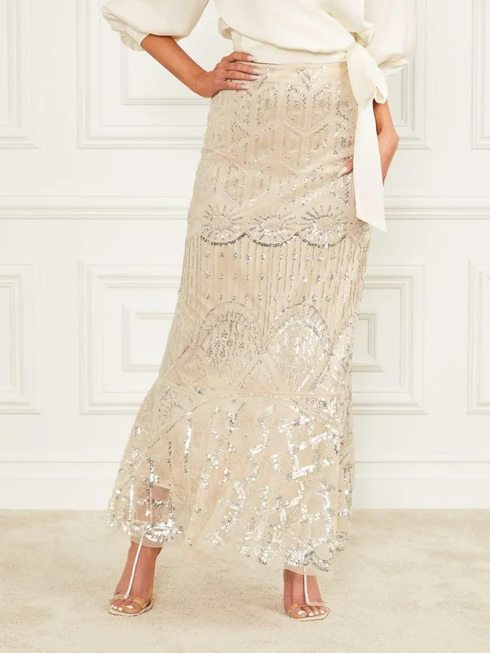 Marciano Skirts Women Crystals Embroidered Skirt Neutral Marciano Skirts Women Crystals Embroidered Skirt Neutral