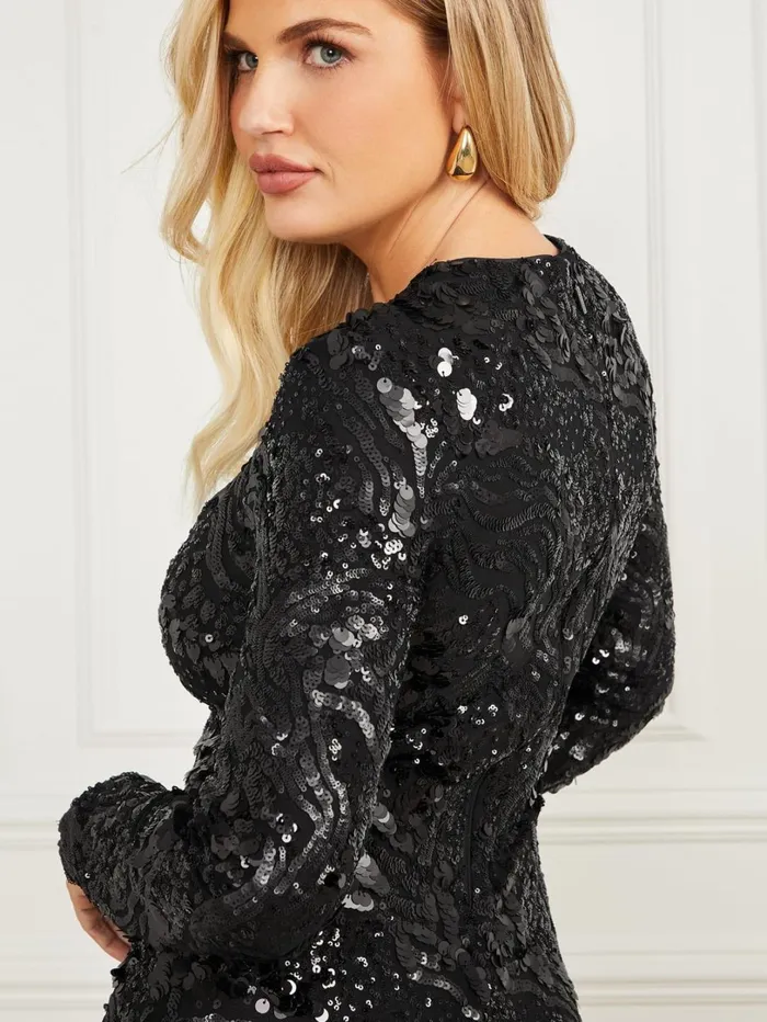 Marciano Special Occasion Women Tera Sequin Dress Black Marciano Special Occasion Women Tera Sequin Dress Black