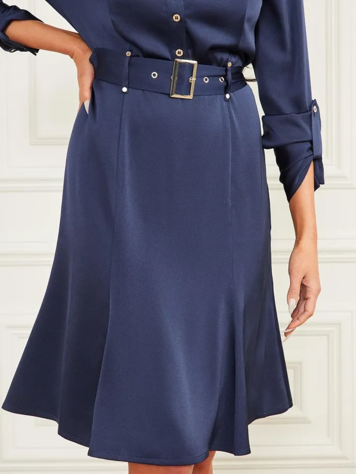 Marciano Special Occasion Women Victoria Belted Shirt Dress Blue Marciano Special Occasion Women Victoria Belted Shirt Dress Blue