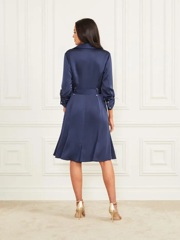 Marciano Special Occasion Women Victoria Belted Shirt Dress Blue Marciano Special Occasion Women Victoria Belted Shirt Dress Blue
