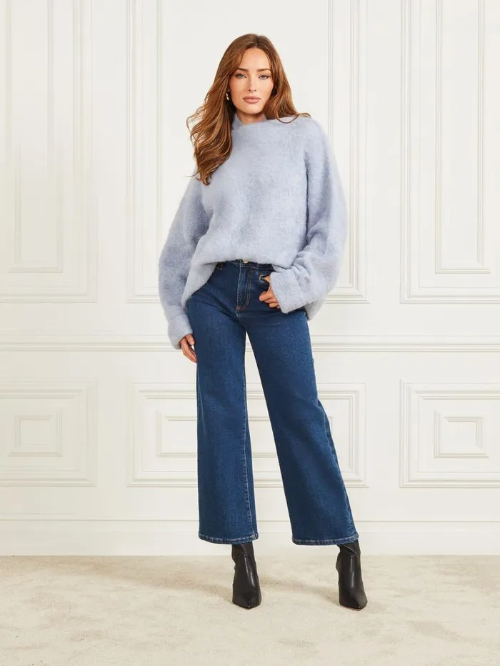 Marciano Sweaters Women Tanya Furry Sweater Blue Marciano Sweaters Women Tanya Furry Sweater Blue