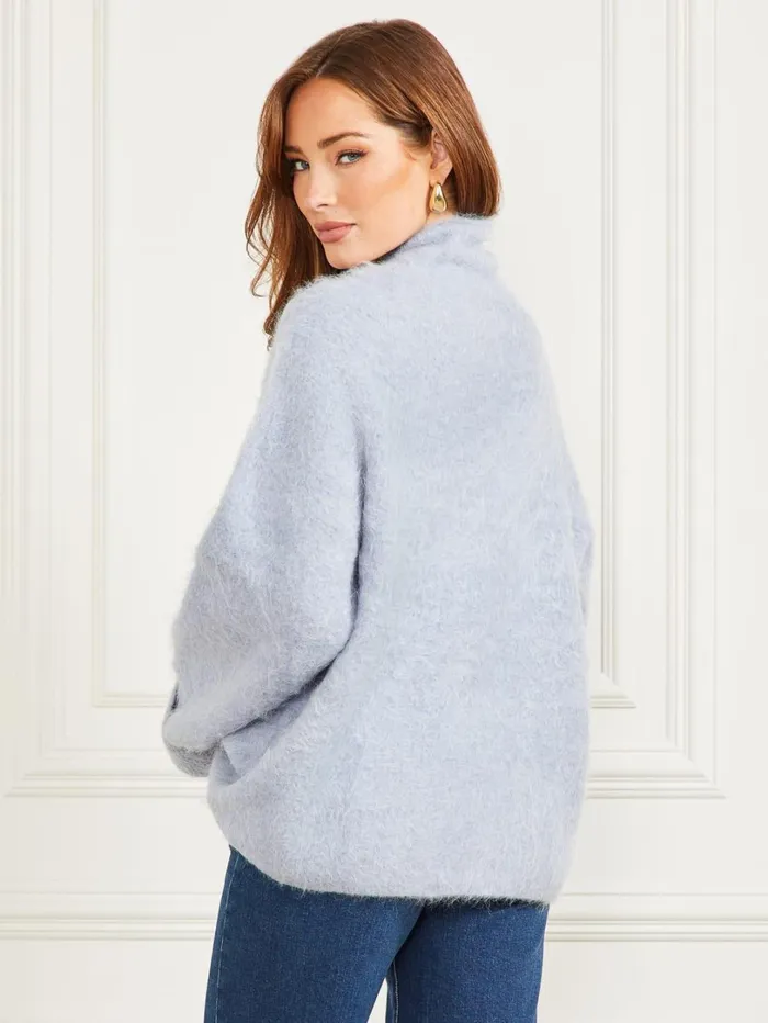 Marciano Sweaters Women Tanya Furry Sweater Blue Marciano Sweaters Women Tanya Furry Sweater Blue