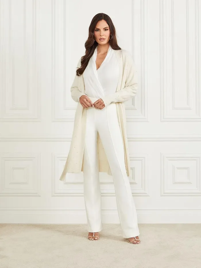 Marciano Women Elien Cashmere Crystal Cardigan White Marciano Women Elien Cashmere Crystal Cardigan White