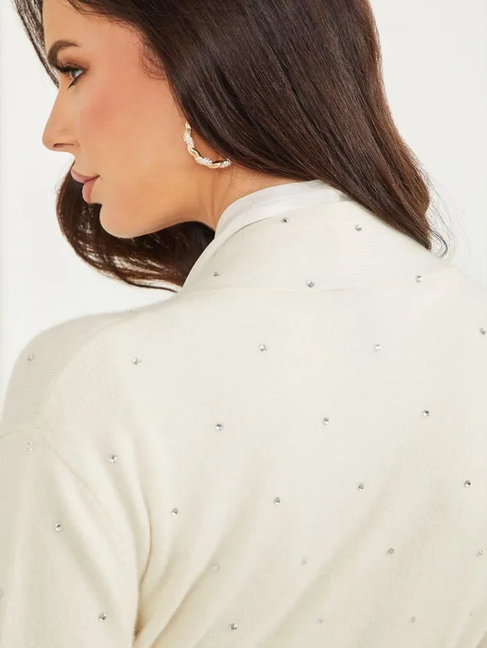 Marciano Women Elien Cashmere Crystal Cardigan White Marciano Women Elien Cashmere Crystal Cardigan White