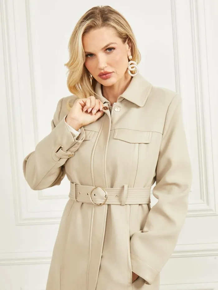 Marciano Women Maddy Trench Coat Gray Marciano Women Maddy Trench Coat Gray