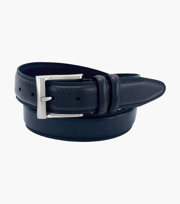 Martin Pebble Grain Leather Belt Navy Men Florsheim Belts and Suspenders