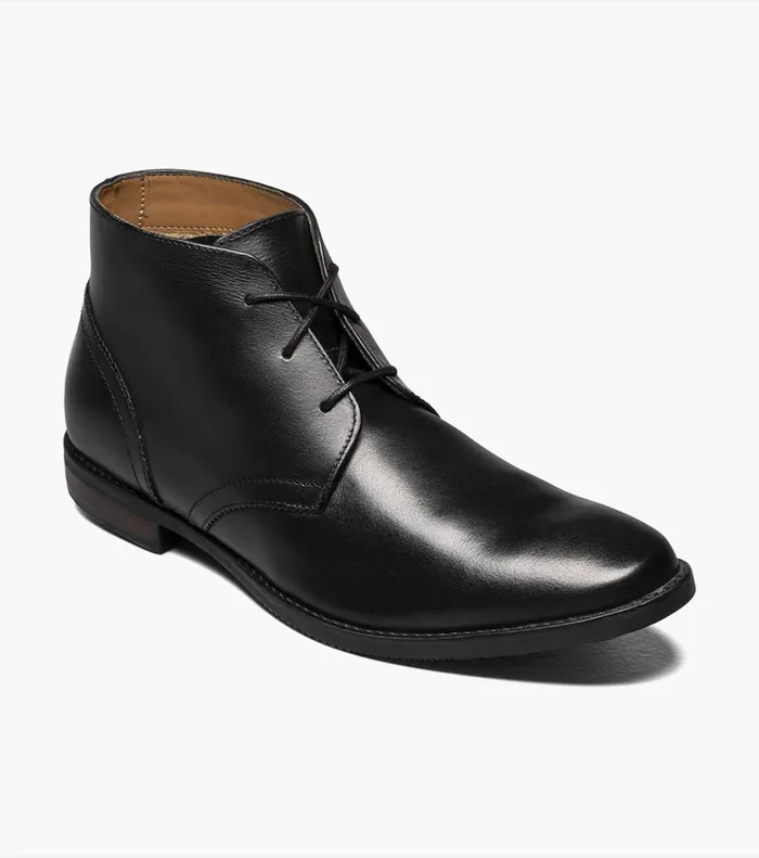 Matera II Plain Toe Chukka Boot Black Tumbled Men Florsheim Dress Shoes