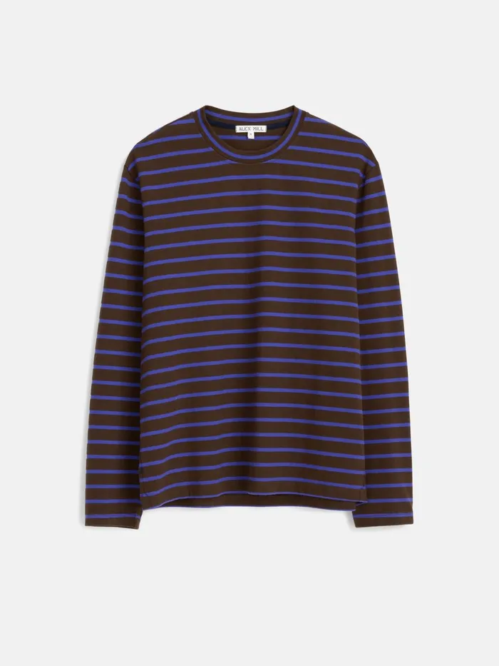 Matt LongSleeve Tee In Stripe Espressopurple Men Alex Mill Tees Polos
