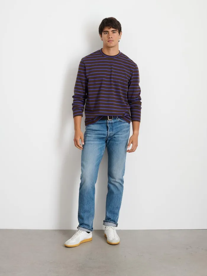 Matt LongSleeve Tee In Stripe Espressopurple Men Alex Mill Tees Polos