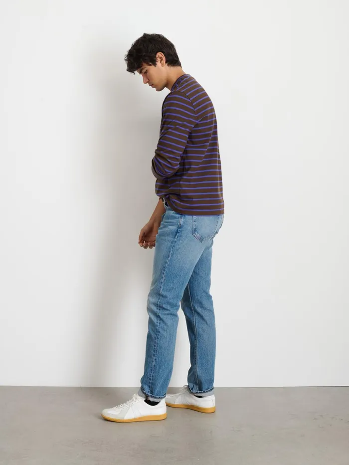 Matt LongSleeve Tee In Stripe Espressopurple Men Alex Mill Tees Polos