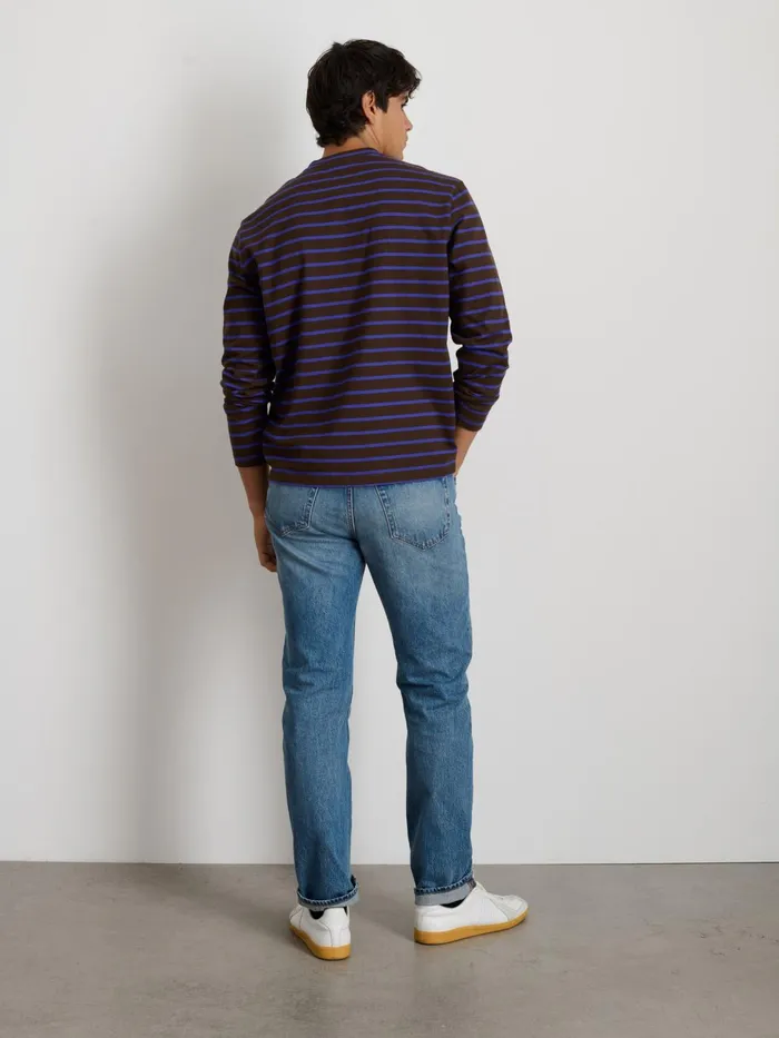 Matt LongSleeve Tee In Stripe Espressopurple Men Alex Mill Tees Polos