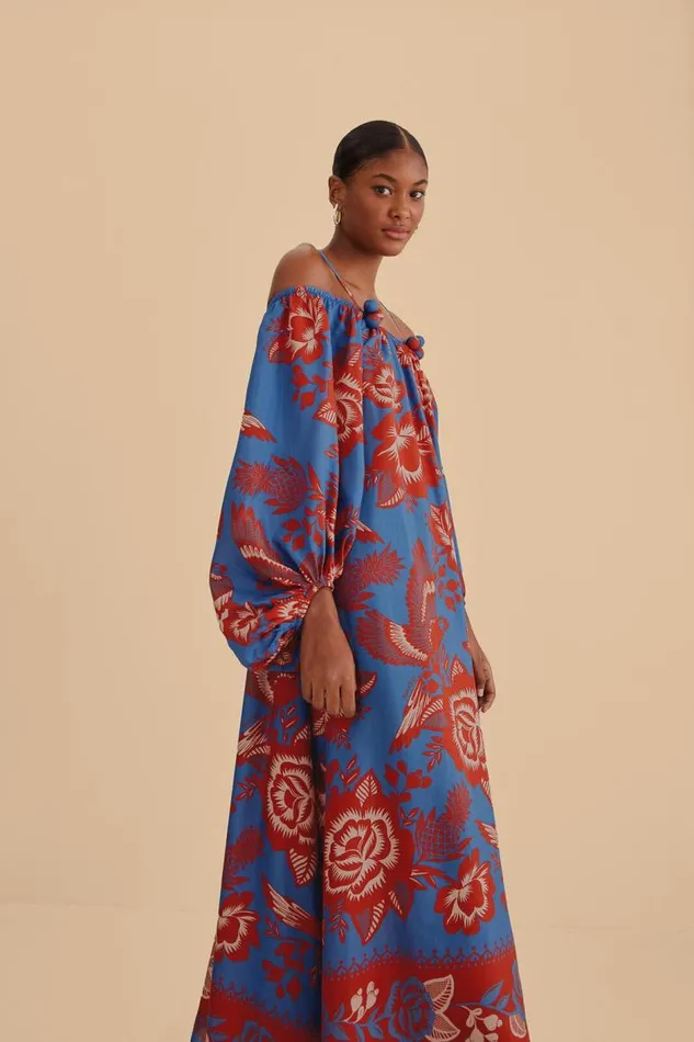 Maxi Dresses Women FARM Rio Light Blue Lace Garden Maxi Dress