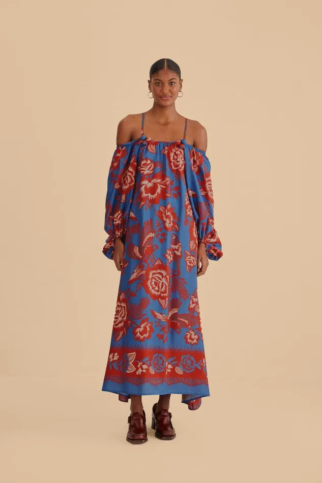 Maxi Dresses Women FARM Rio Light Blue Lace Garden Maxi Dress Maxi Dresses Women FARM Rio Light Blue Lace Garden Maxi Dress