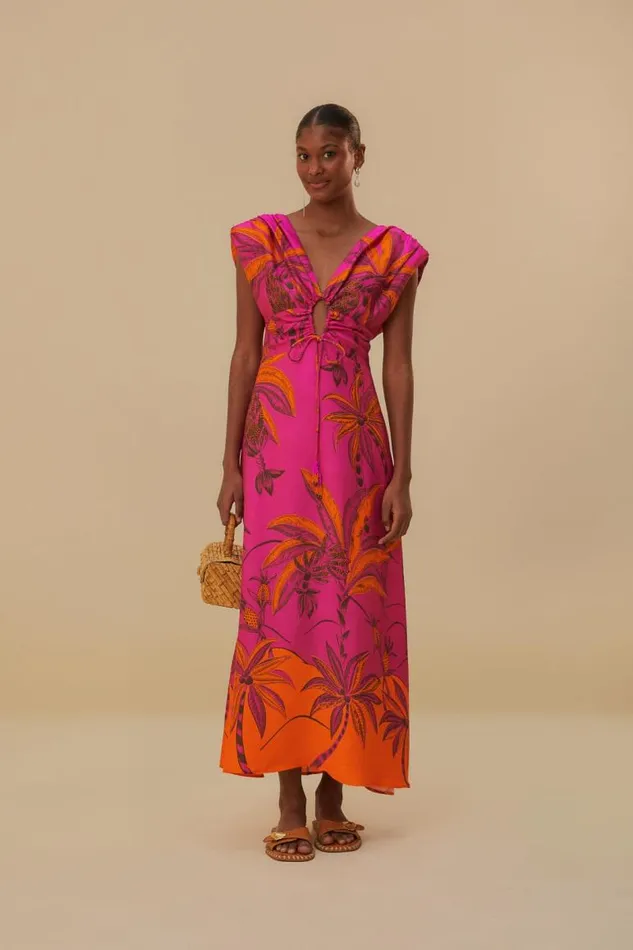 Maxi Dresses Women FARM Rio Pink Beach Forest Lenzing Ecovero Viscose Maxi Dress