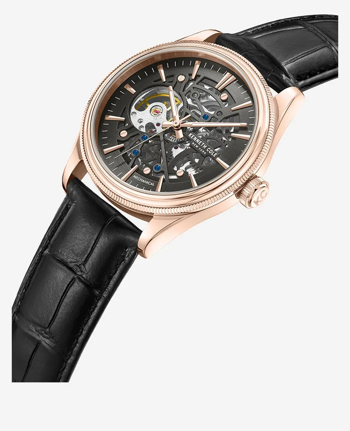 Mechanical Black Leather Strap Watch Black Men Kenneth Cole Watches Mechanical Black Leather Strap Watch Black Men Kenneth Cole Watches