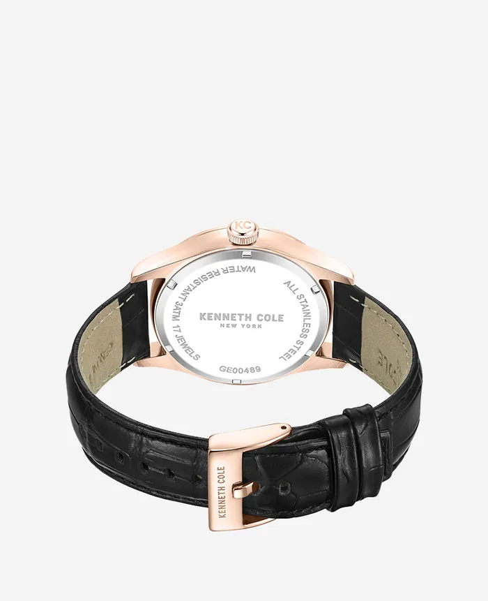 Mechanical Black Leather Strap Watch Black Men Kenneth Cole Watches Mechanical Black Leather Strap Watch Black Men Kenneth Cole Watches