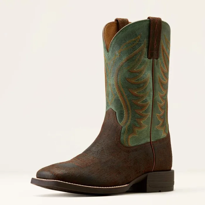 Men Amos Cowboy Boot Rockweed Brownsurf Green Ariat Western Boots