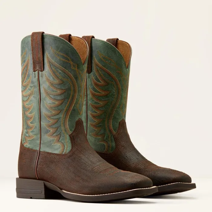 Men Amos Cowboy Boot Rockweed Brownsurf Green Ariat Western Boots Men Amos Cowboy Boot Rockweed Brownsurf Green Ariat Western Boots