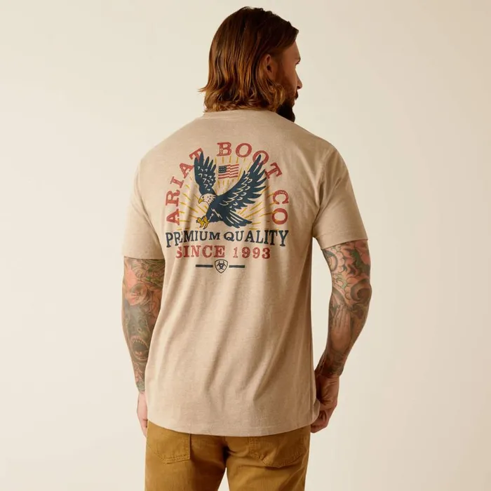 Men Ariat Flying Eagle TShirt Oatmeal Heather Ariat TShirts and Polos
