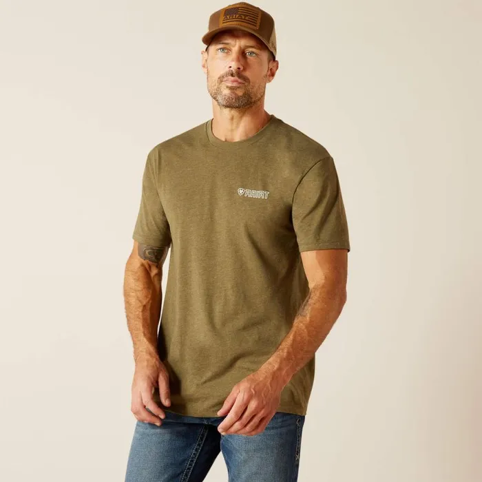 Men Ariat Outline Wing TShirt Military Heather Ariat TShirts and Polos