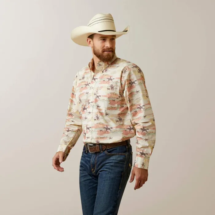 Men August Classic Fit Shirt Yellow Ariat Button Down Shirts