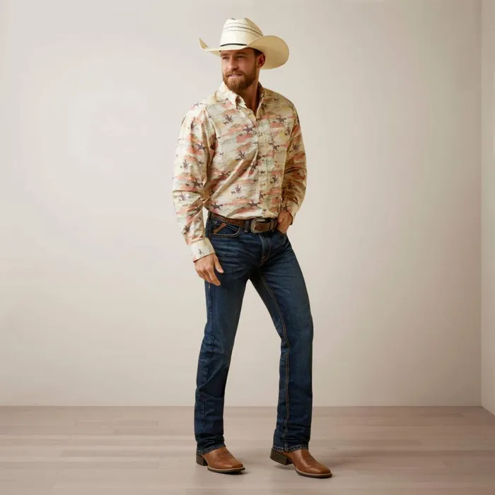 Men August Classic Fit Shirt Yellow Ariat Button Down Shirts Men August Classic Fit Shirt Yellow Ariat Button Down Shirts
