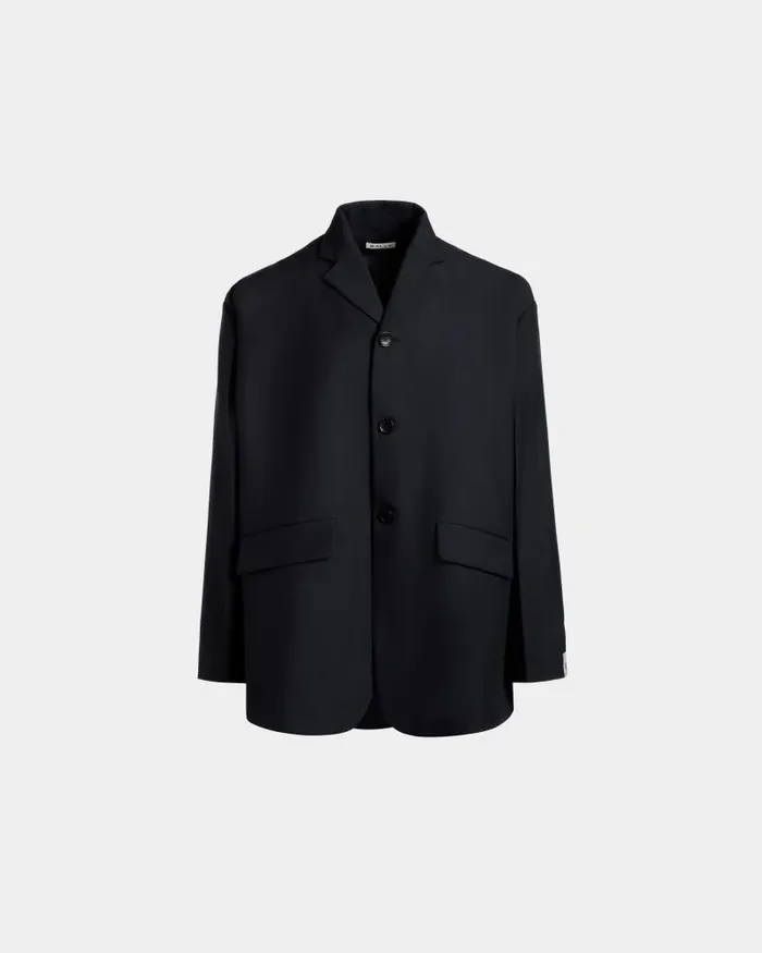 Men Bally Coats and Jackets Blazer In Navy Blue Wool Blend Blue