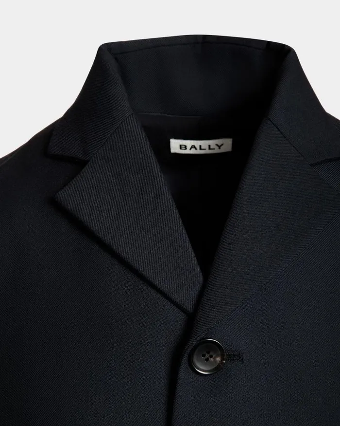 Men Bally Coats and Jackets Blazer In Navy Blue Wool Blend Blue Men Bally Coats and Jackets Blazer In Navy Blue Wool Blend Blue