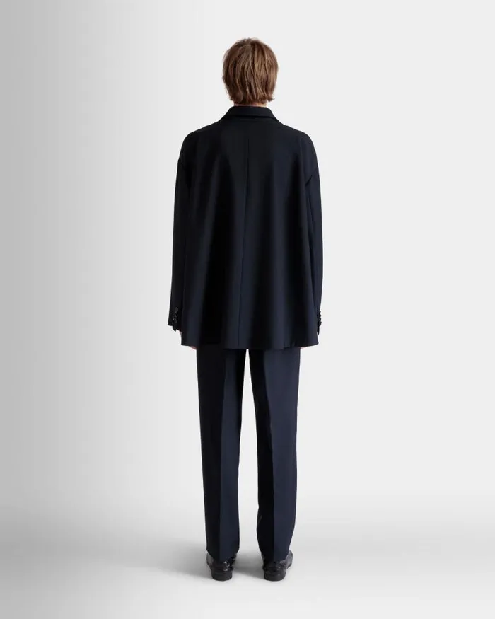 Men Bally Coats and Jackets Blazer In Navy Blue Wool Blend Blue Men Bally Coats and Jackets Blazer In Navy Blue Wool Blend Blue