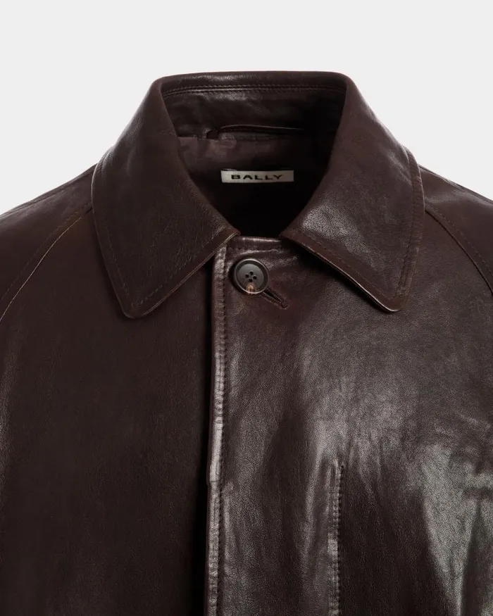Men Bally Coats and Jackets Coat In Brown Leather Brown Men Bally Coats and Jackets Coat In Brown Leather Brown