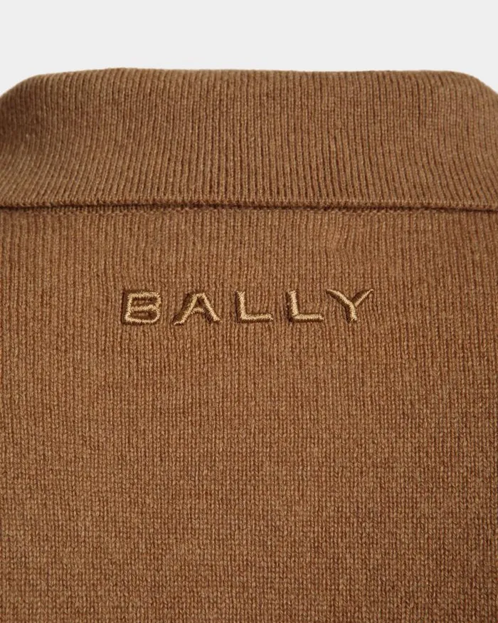 Men Bally Knitwear Long Sleeve Shirt With Logo In Brown Cashmere Brown Men Bally Knitwear Long Sleeve Shirt With Logo In Brown Cashmere Brown