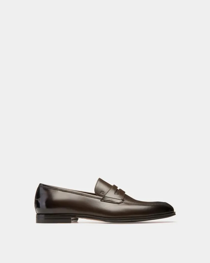 Men Bally Loafers and Moccasins Webb Men039s Calf Leather Loafer In Dark Brown Brown