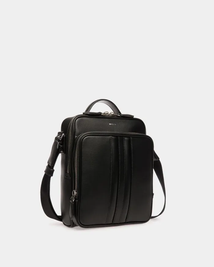 Men Bally Messenger Bags Mythos Crossbody Bag In Black Recycled Leather Black Men Bally Messenger Bags Mythos Crossbody Bag In Black Recycled Leather Black