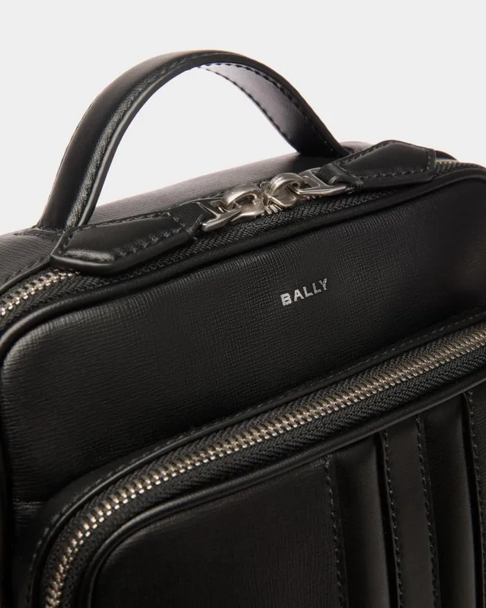 Men Bally Messenger Bags Mythos Crossbody Bag In Black Recycled Leather Black Men Bally Messenger Bags Mythos Crossbody Bag In Black Recycled Leather Black