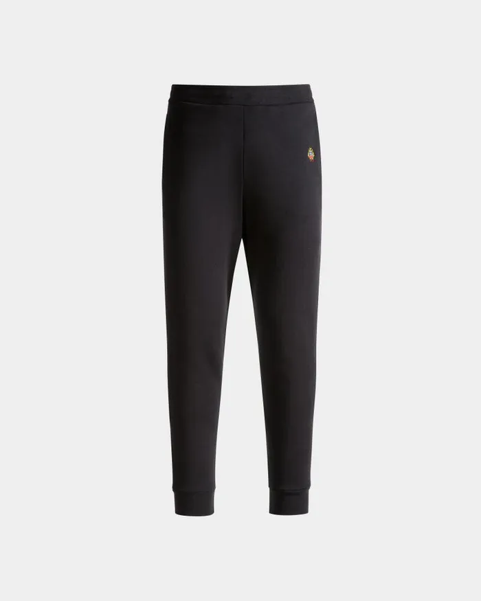 Men Bally Pants Sweatpants With A Bally Crest Logo In Navy Blue Cotton Blue