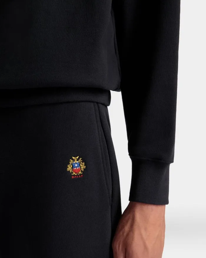 Men Bally Pants Sweatpants With A Bally Crest Logo In Navy Blue Cotton Blue Men Bally Pants Sweatpants With A Bally Crest Logo In Navy Blue Cotton Blue