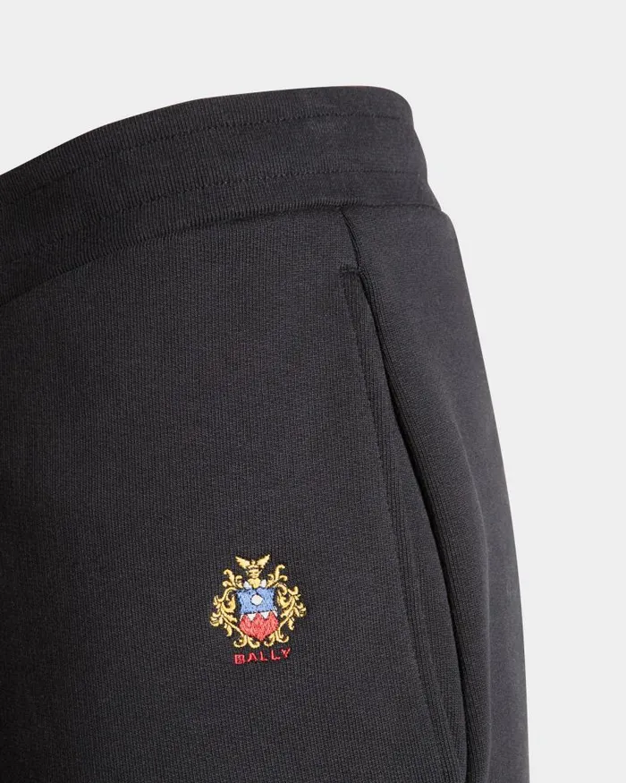 Men Bally Pants Sweatpants With A Bally Crest Logo In Navy Blue Cotton Blue Men Bally Pants Sweatpants With A Bally Crest Logo In Navy Blue Cotton Blue