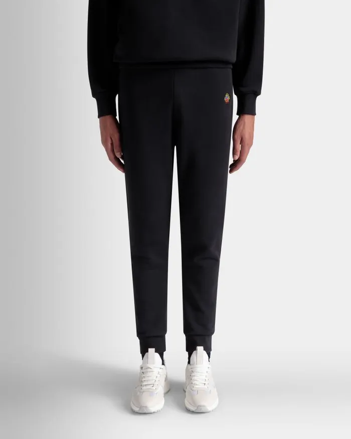 Men Bally Pants Sweatpants With A Bally Crest Logo In Navy Blue Cotton Blue Men Bally Pants Sweatpants With A Bally Crest Logo In Navy Blue Cotton Blue