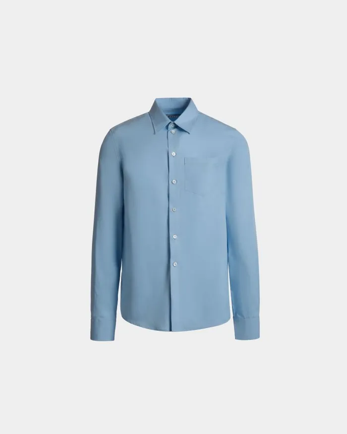 Men Bally Shirts and TShirts Long Sleeve Shirt In Light Blue Cotton Blue