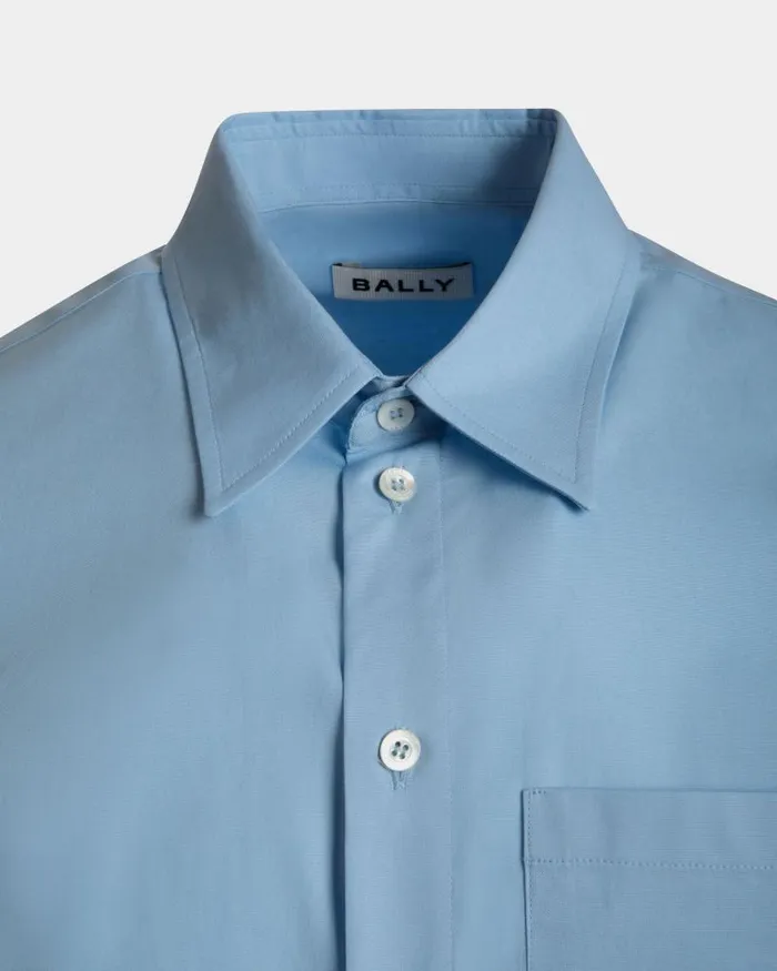 Men Bally Shirts and TShirts Long Sleeve Shirt In Light Blue Cotton Blue Men Bally Shirts and TShirts Long Sleeve Shirt In Light Blue Cotton Blue
