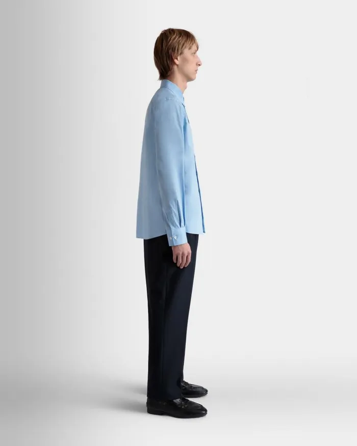 Men Bally Shirts and TShirts Long Sleeve Shirt In Light Blue Cotton Blue Men Bally Shirts and TShirts Long Sleeve Shirt In Light Blue Cotton Blue