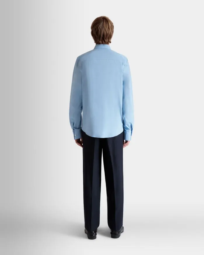 Men Bally Shirts and TShirts Long Sleeve Shirt In Light Blue Cotton Blue Men Bally Shirts and TShirts Long Sleeve Shirt In Light Blue Cotton Blue