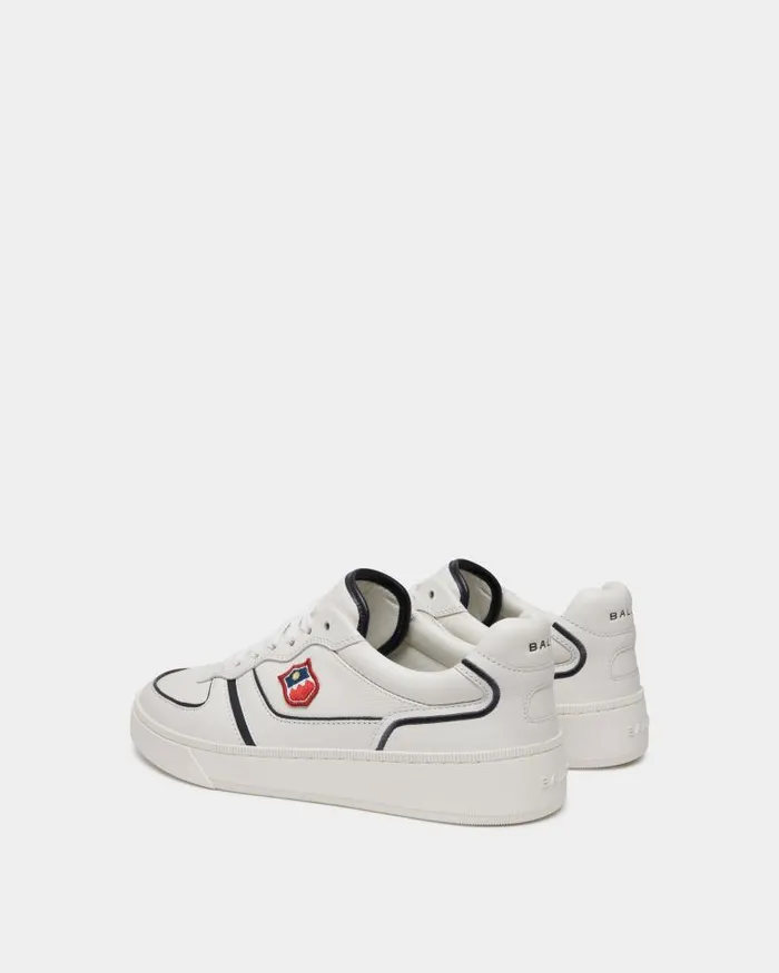 Men Bally Sneakers Raise Sneaker In White And Navy Blue Leather White Men Bally Sneakers Raise Sneaker In White And Navy Blue Leather White