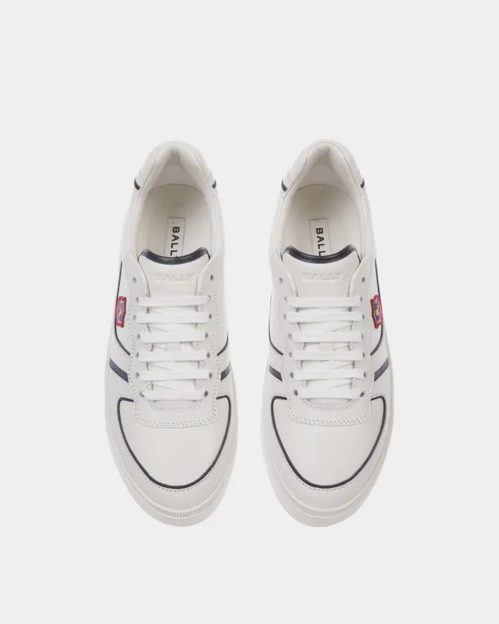 Men Bally Sneakers Raise Sneaker In White And Navy Blue Leather White Men Bally Sneakers Raise Sneaker In White And Navy Blue Leather White