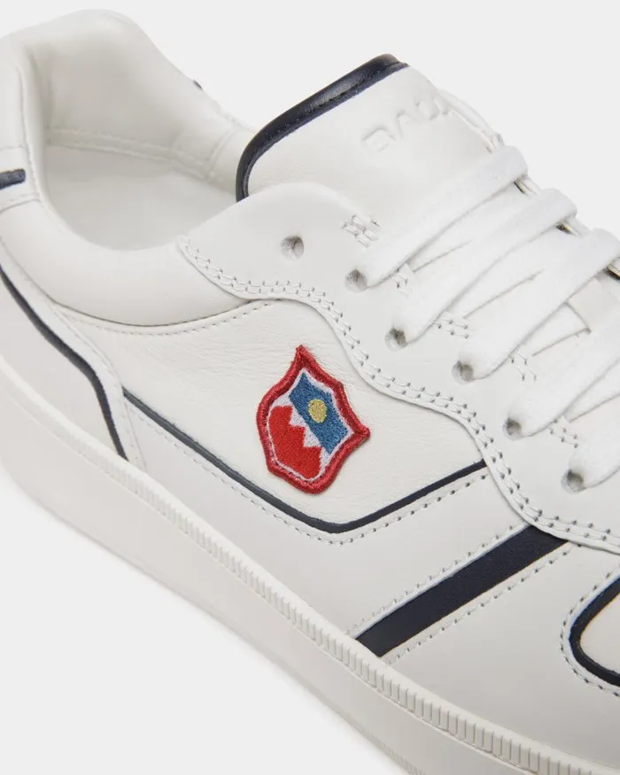 Men Bally Sneakers Raise Sneaker In White And Navy Blue Leather White Men Bally Sneakers Raise Sneaker In White And Navy Blue Leather White
