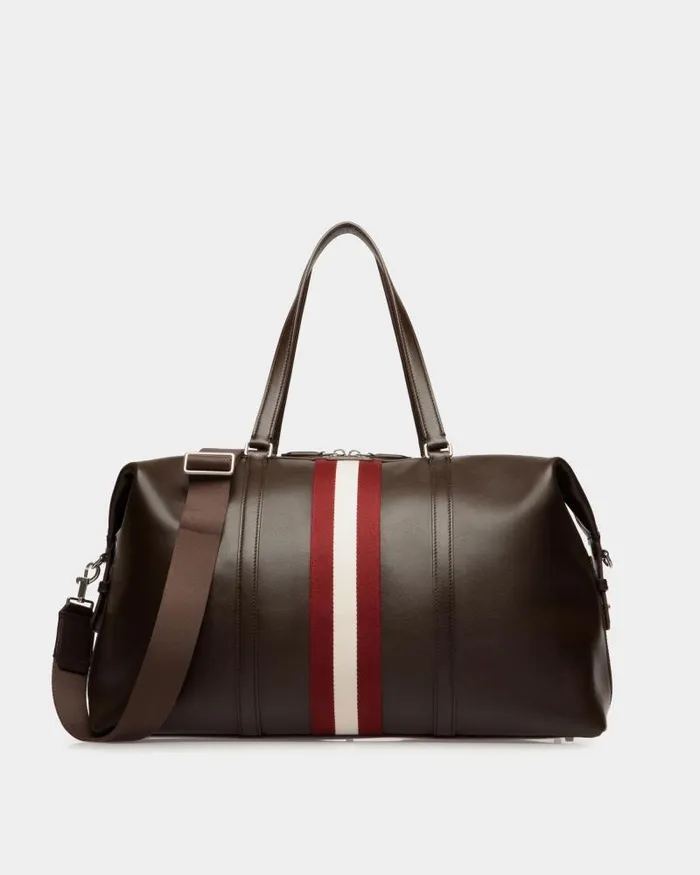 Men Bally Travel Bags Code Weekender In Ebano Leather Brown
