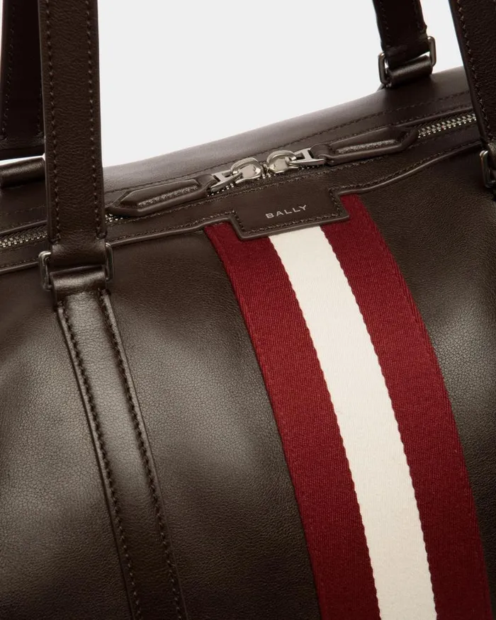 Men Bally Travel Bags Code Weekender In Ebano Leather Brown Men Bally Travel Bags Code Weekender In Ebano Leather Brown