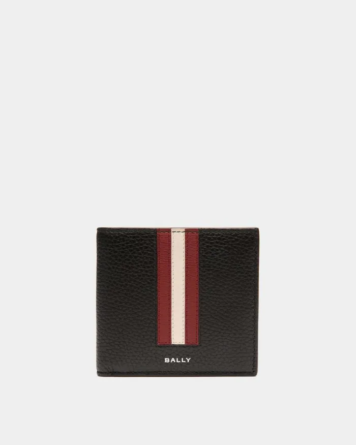 Men Bally Wallets and Card Holders Ribbon Bifold Wallet In Black Grained Leather Black