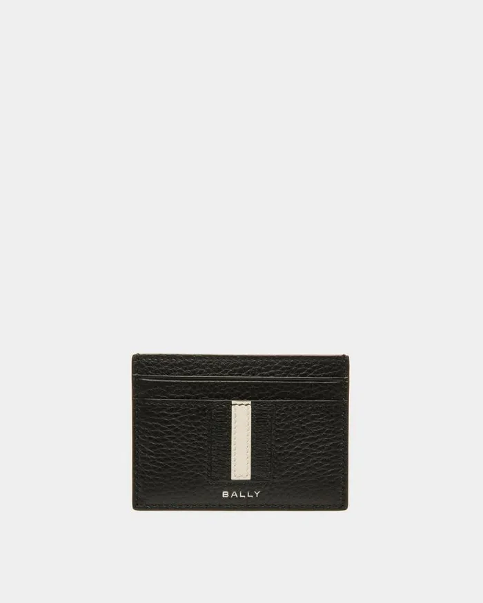 Men Bally Wallets and Card Holders Ribbon Card Holder In Black Leather Black